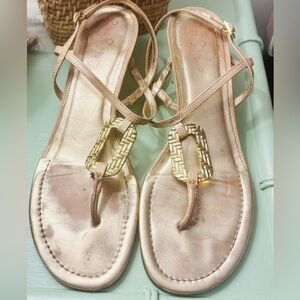 Lilly Pulitzer As Good As GOLD wedge Sandals sz 10